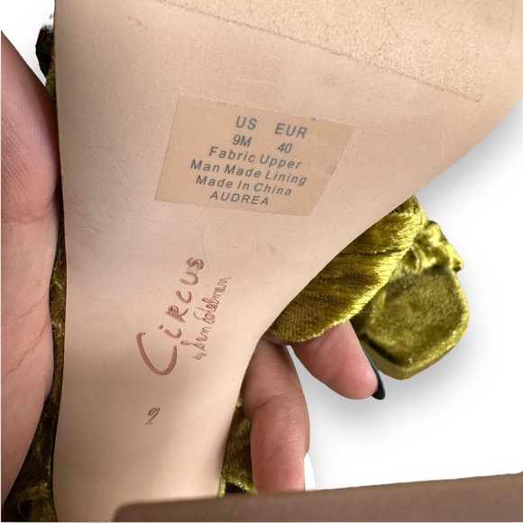 Circus by Sam Edelman Citron Audrea Velvet Platform Ankle Strap Heels Disco Sz 9 - Picture 11 of 12